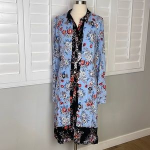 Maeve By Anthropologie Floral Print Long Sleeve Midi Dress in Size 16